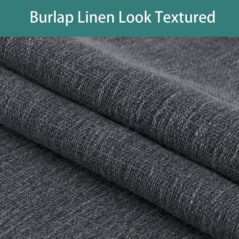 LORDTEX Linen Look Textured Blackout Curtains with Thermal Insulated Liner - Heavy Thick Grommet Window Drapes for Bedroom, 50 x 84 Inches, Grey, Set of 2 Panels - Image 4